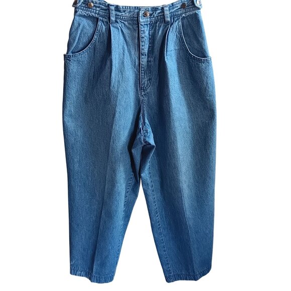 sz 10 27x27 Vintage Jeans Russ Sport High-Waist Pleated Elastic Back Waistband - Picture 1 of 7